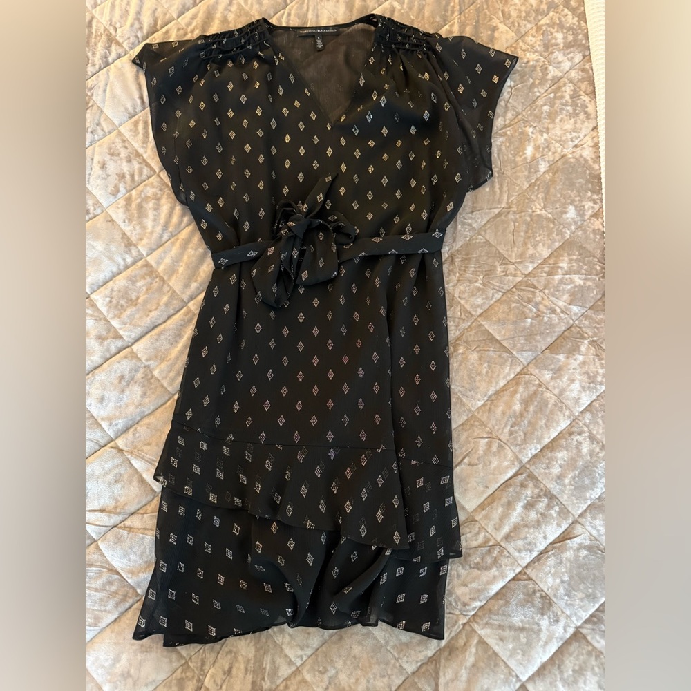 White House Black Market Black and Gold Dress